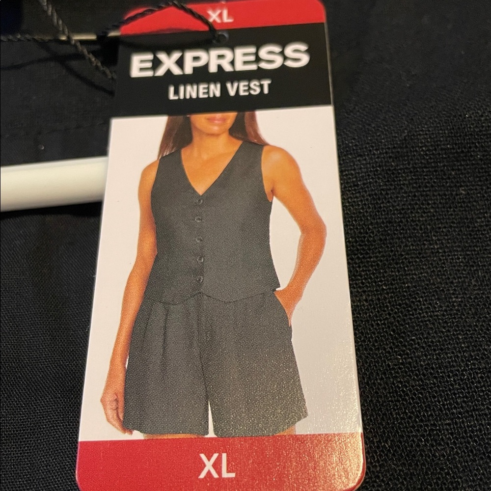 EXPRESS V-Neckline Linen Vest, Women’s XL, Black - Picture 8 of 9